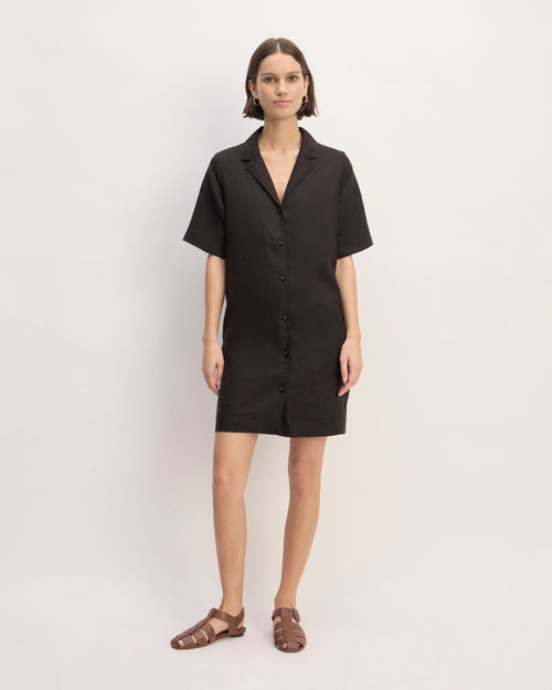 The Shirtdress in Linen | Black